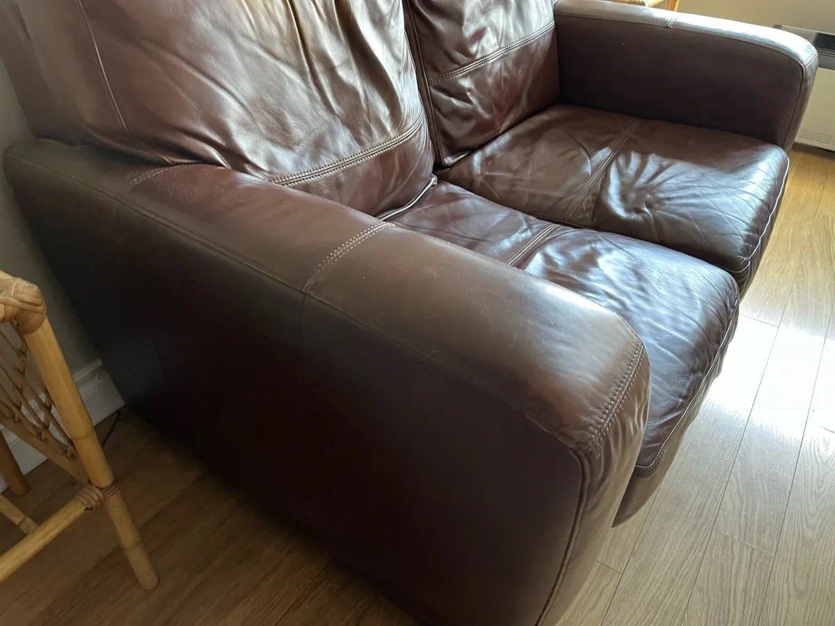 Brown leatherette couch FREE - Image 3