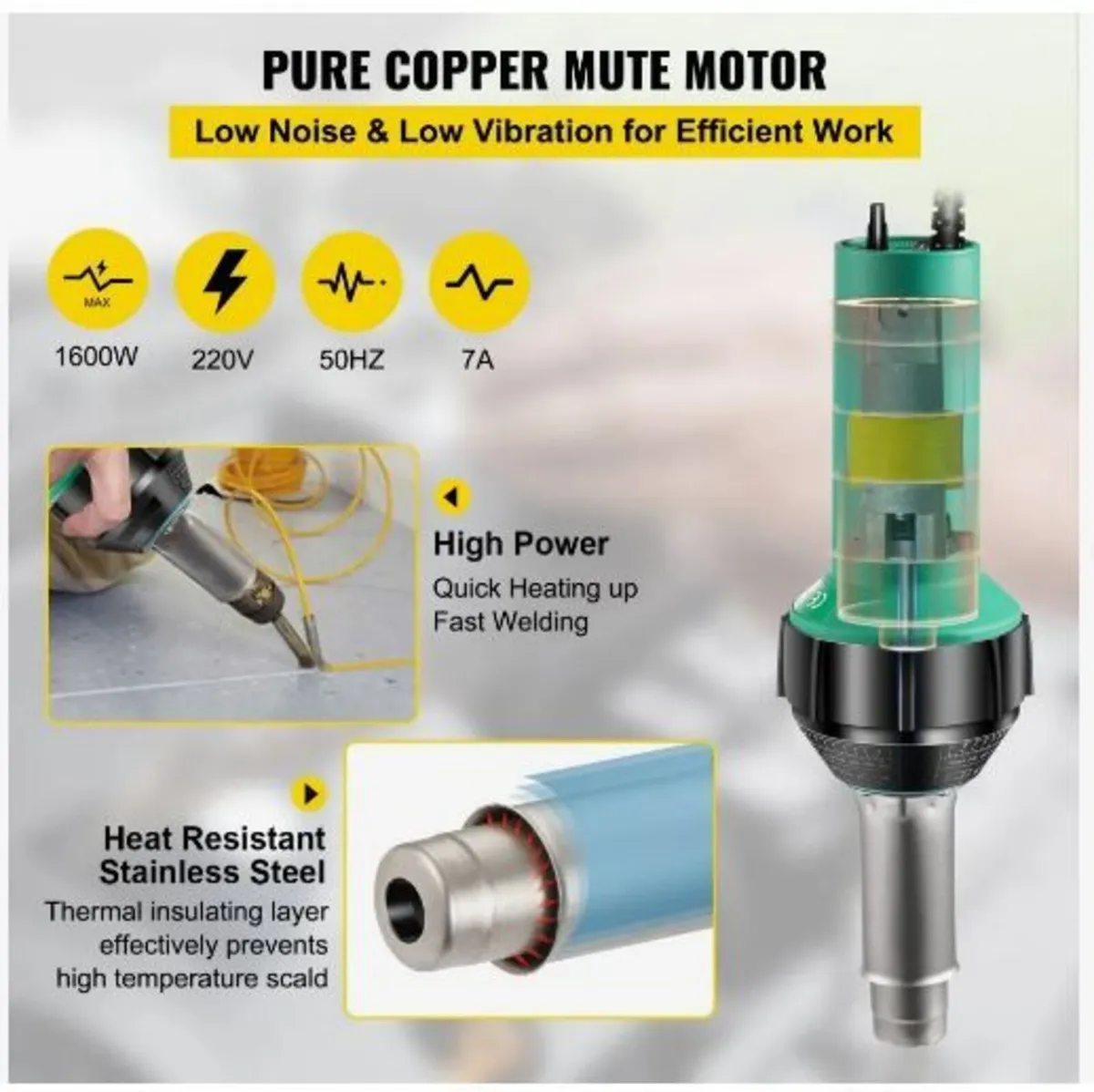 Roofing Welder, 8 Pcs PVC Welding Gun, 1600W - Image 3