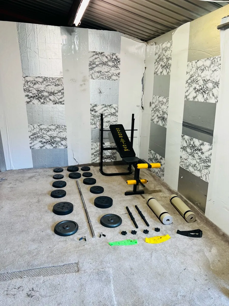 WEIGHT BENCH 50KG WEIGHTS BARBELL SET DUMBBELLS - Image 3