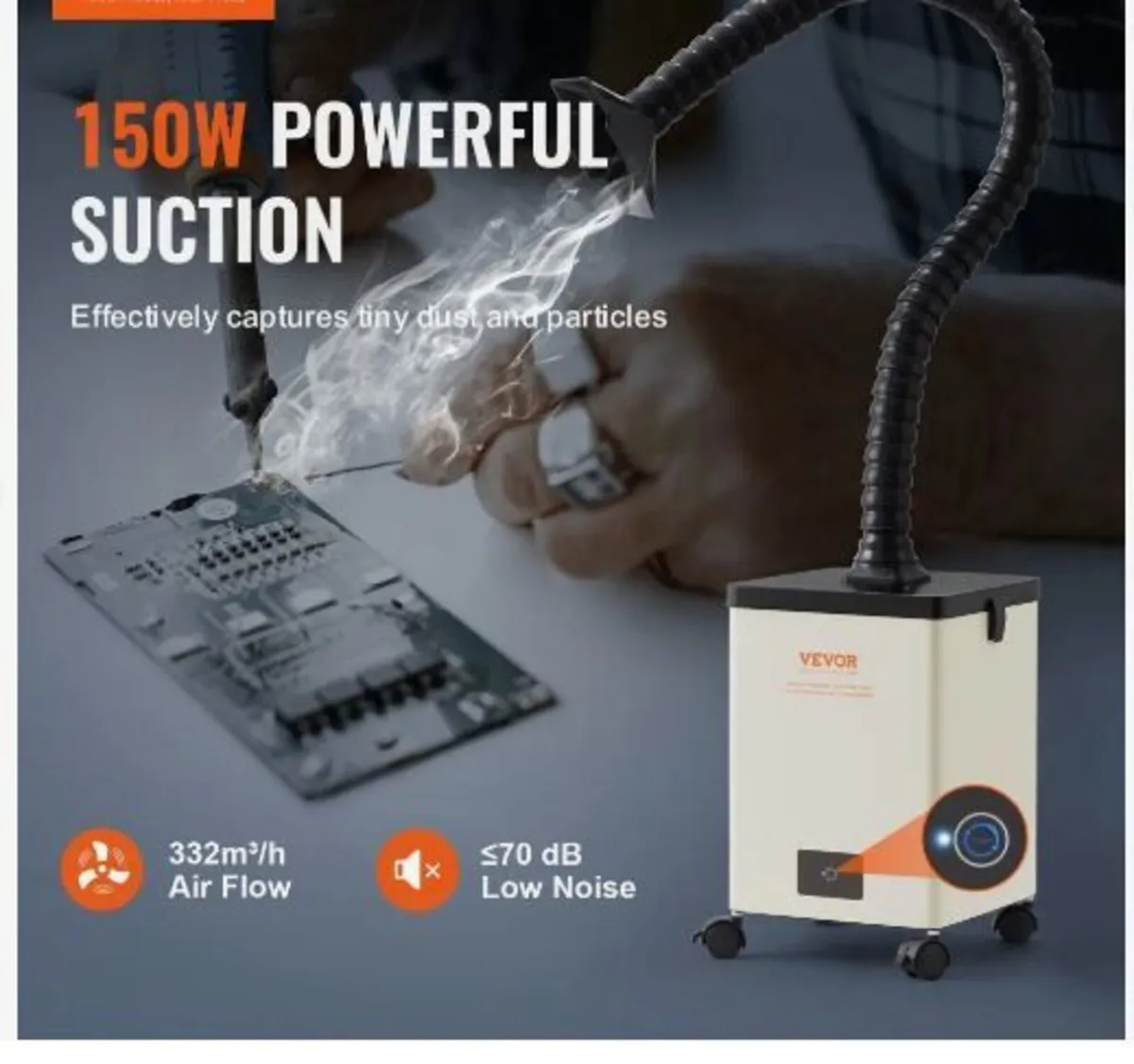 150W Soldering Fume Smoke Extractor 3-Stage - Image 2