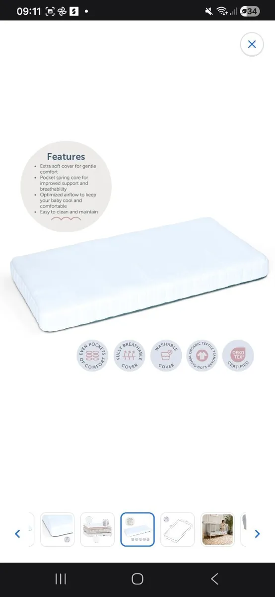 Baby Elegance Cot Bed Mattress - Image 3