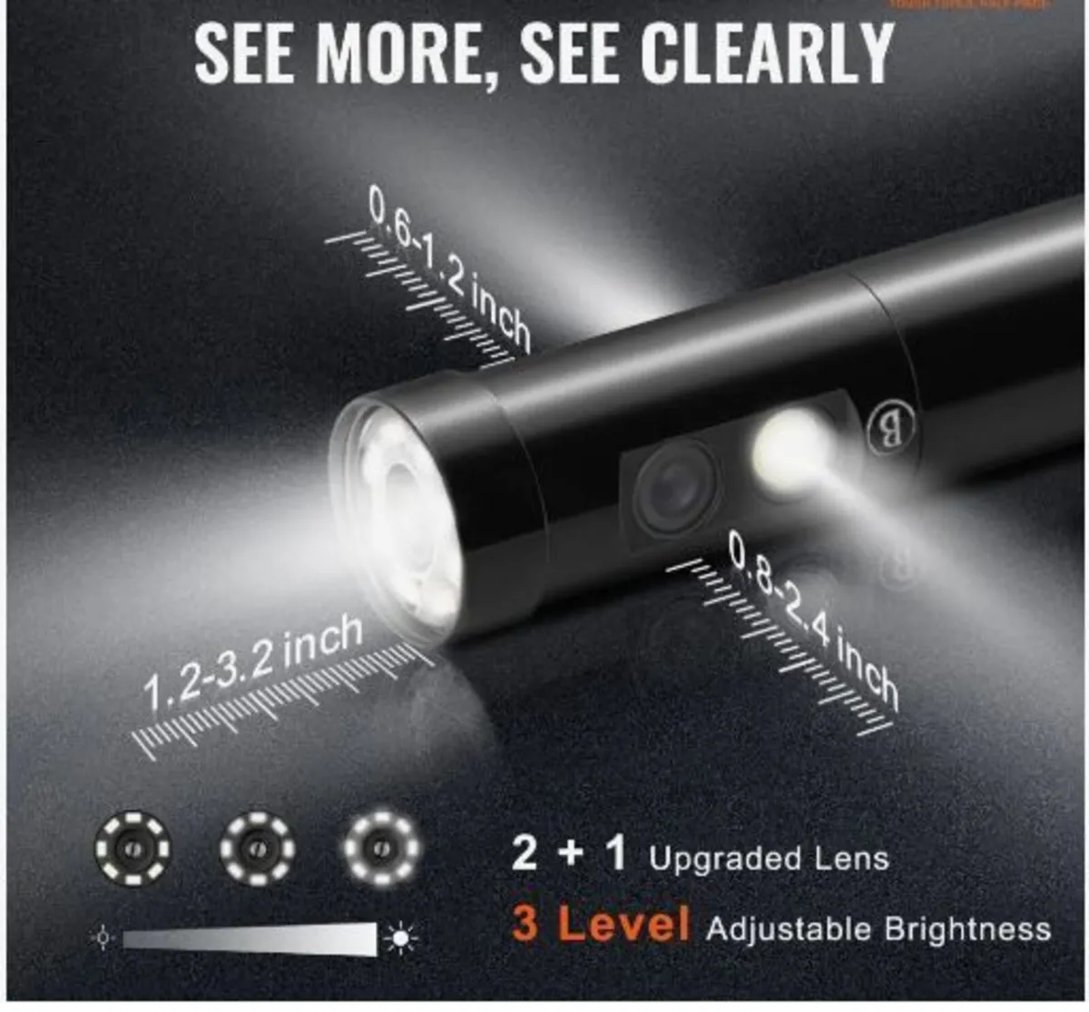 Triple Lens Inspection Camera with Light, 12.7cm - Image 2