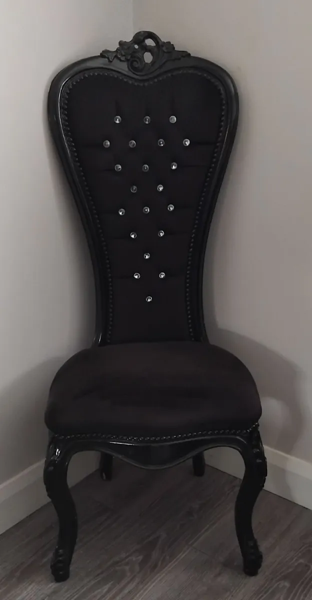 Period high back chair and footstool - Image 1