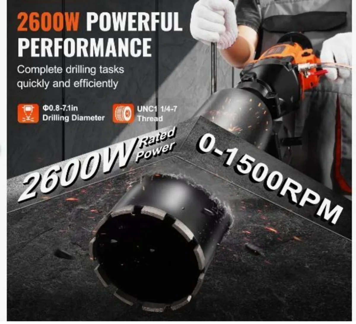 Core Drill Machine 2.03-18 cm Dia 2600W - Image 3