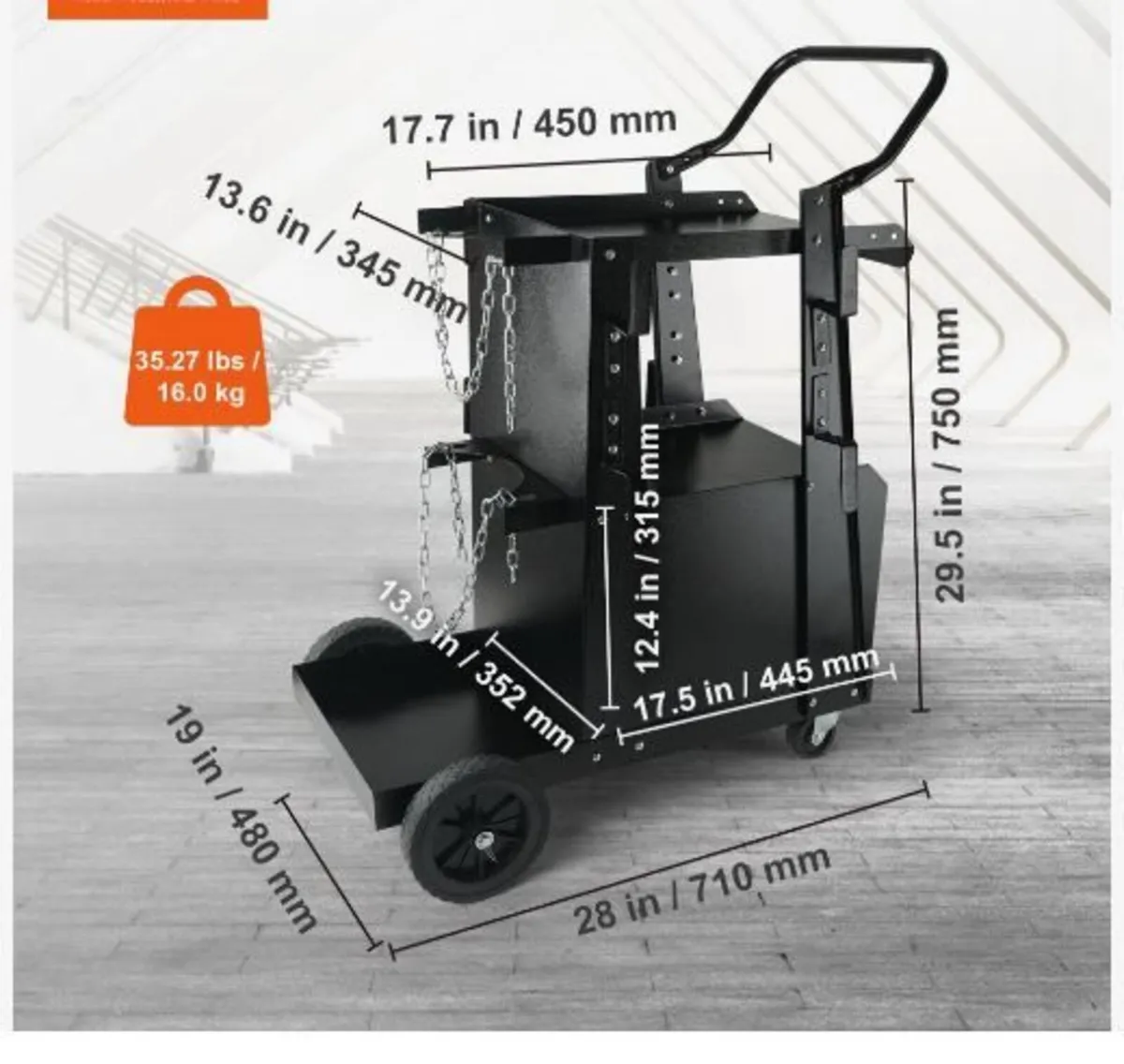 Welding Cart, 2-Tier Heavy Duty Welder Cart - Image 4