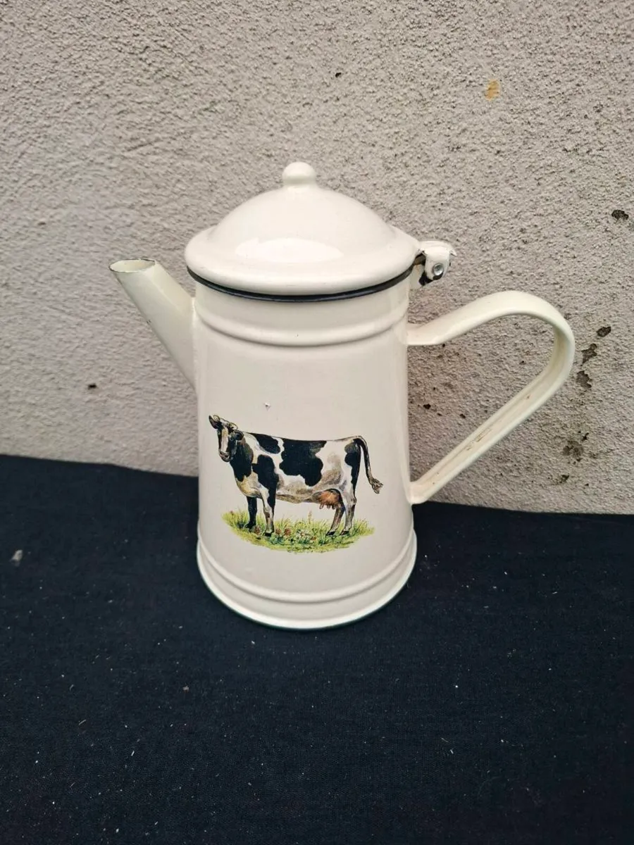 Enamel cow coffee pot