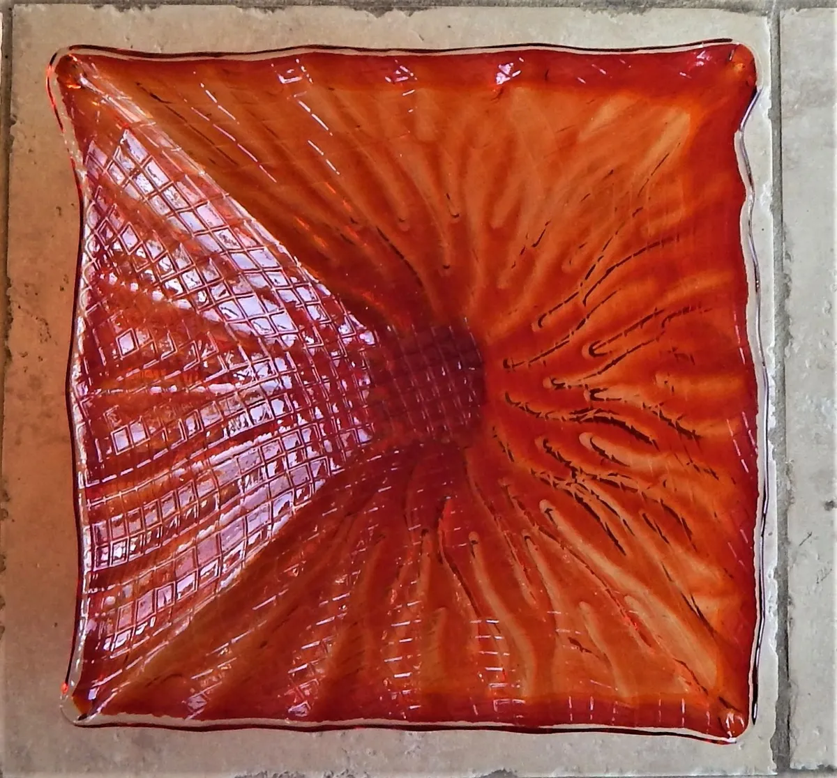 Large Studio Glass Heavy Handmade Dish - Image 4