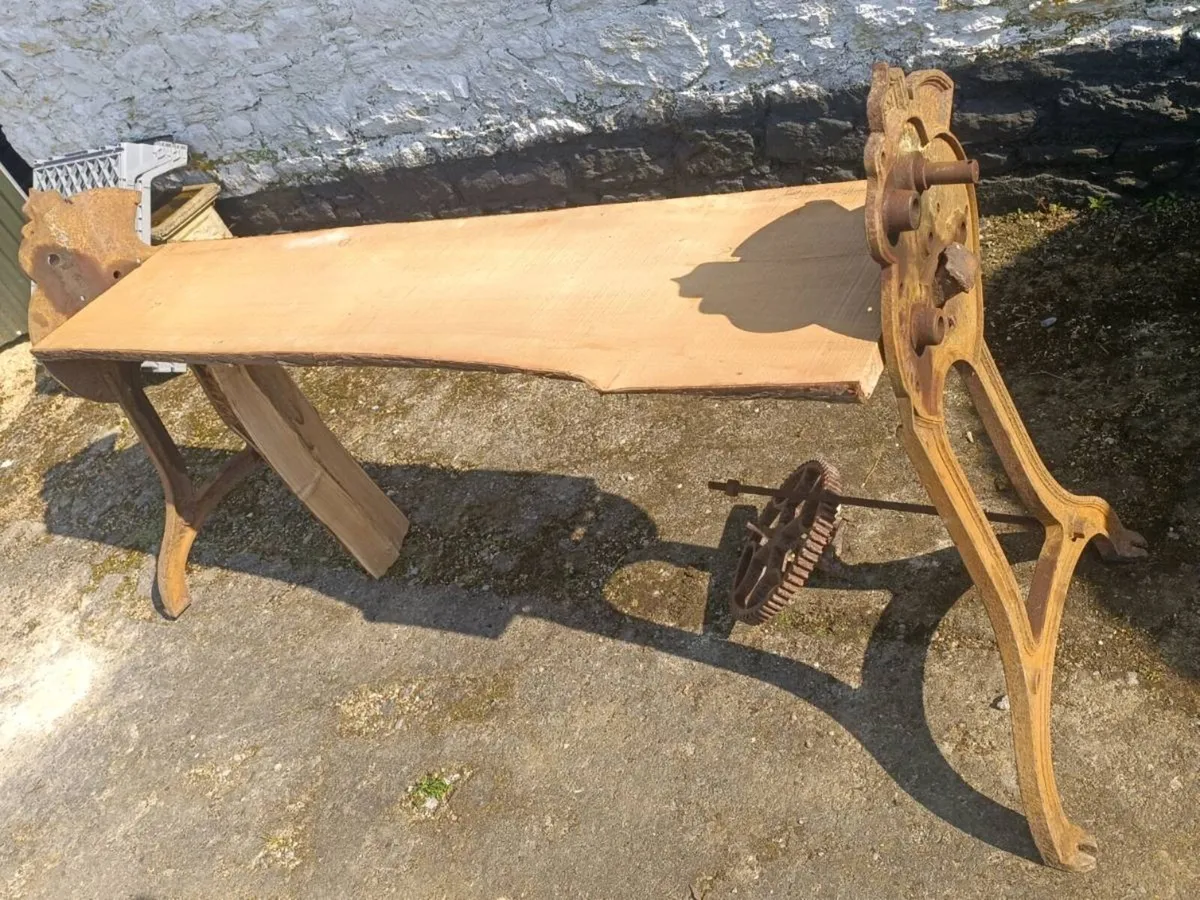 Antique Wheel & Table Legs - Image 1