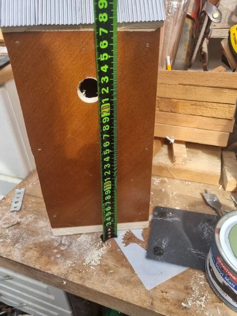 Feeding tables and Nesting boxes made to order. Comes with slate or galvanized roof. Base has access panel for winter clean out. 4 coats of varnish to seal. - Image 1