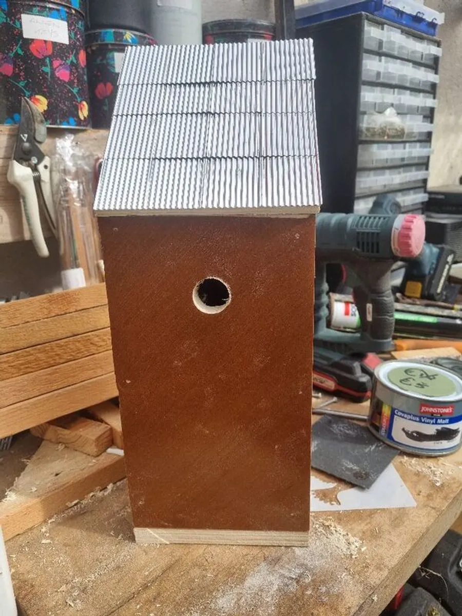 Feeding tables and Nesting boxes made to order. Comes with slate or galvanized roof. Base has access panel for winter clean out. 4 coats of varnish to seal. - Image 3