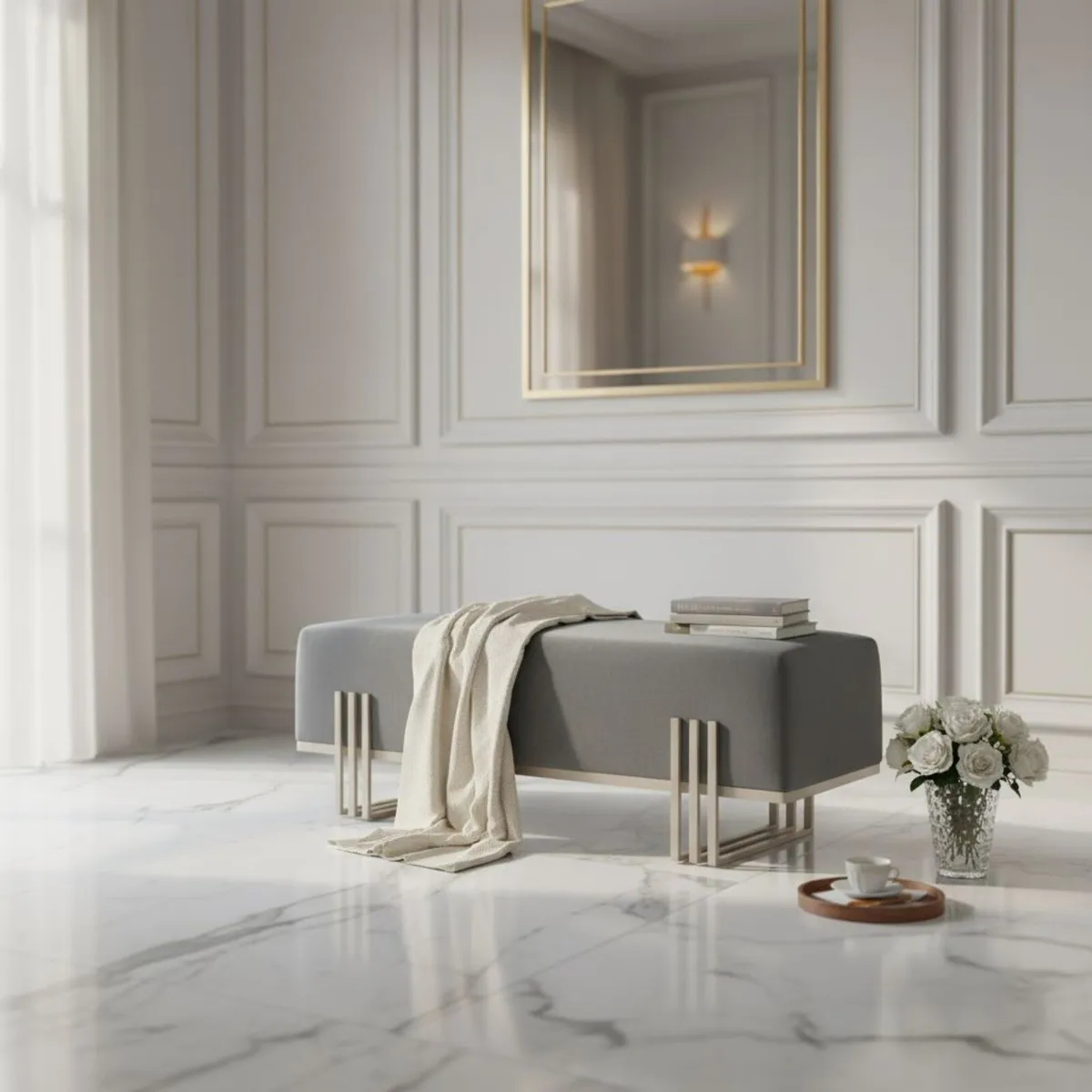 Aurora Modern Extended 100 cm Cream Upholstered - Image 3