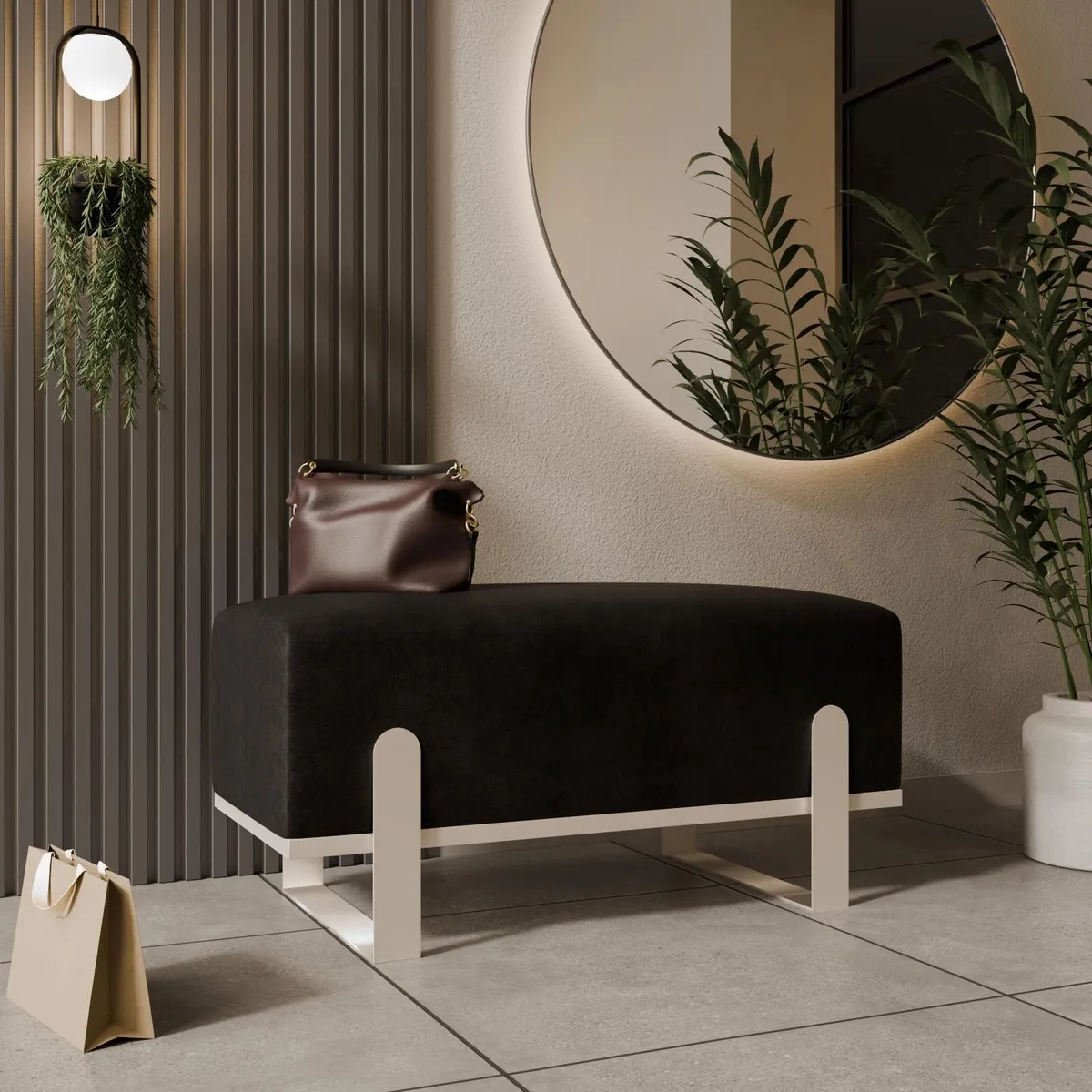 Aria Contemporary Velvet Bench – Luxurious Seating - Image 1