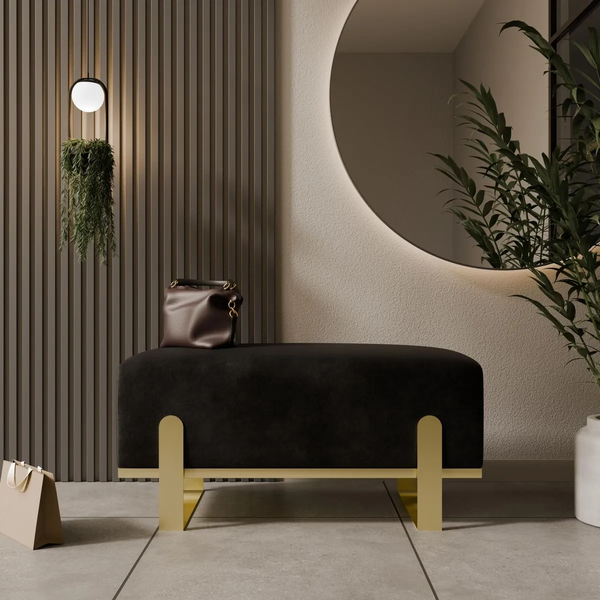 Aria Contemporary Velvet Bench – Luxurious Seating - Image 2