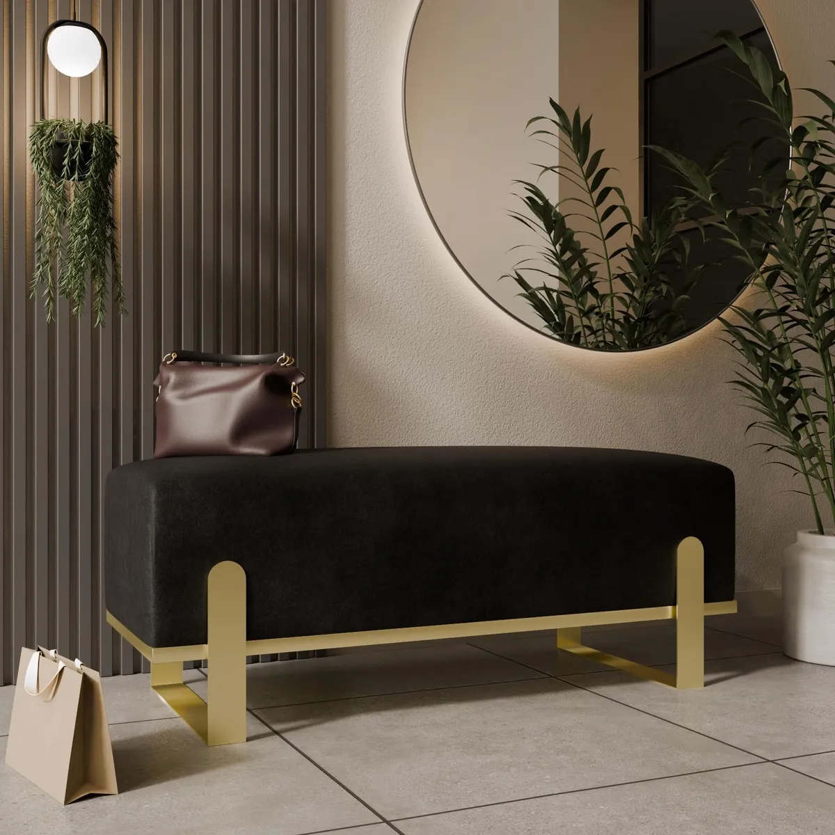 Aria Contemporary Velvet Bench – Luxurious Seating - Image 3