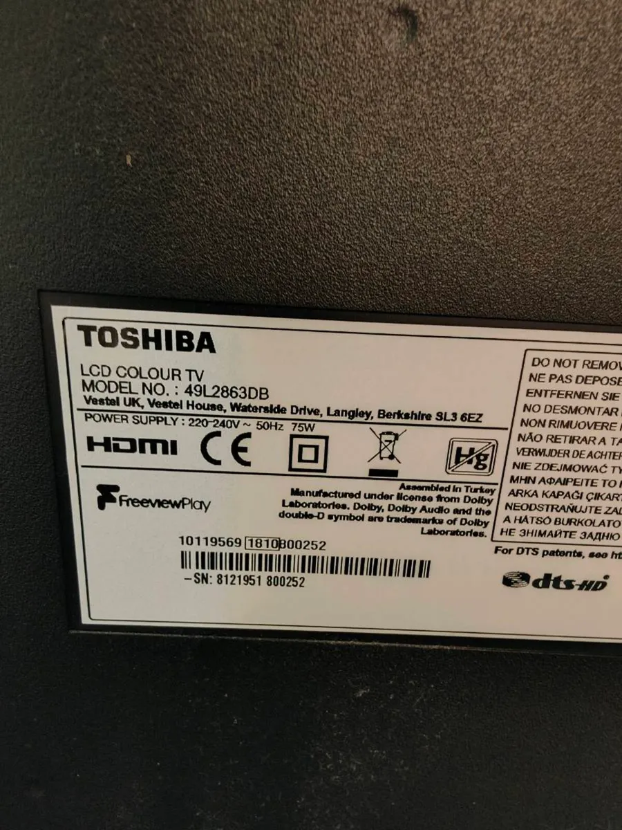 Toshiba 50” Smart TV – Model 49L2863DB - Image 4