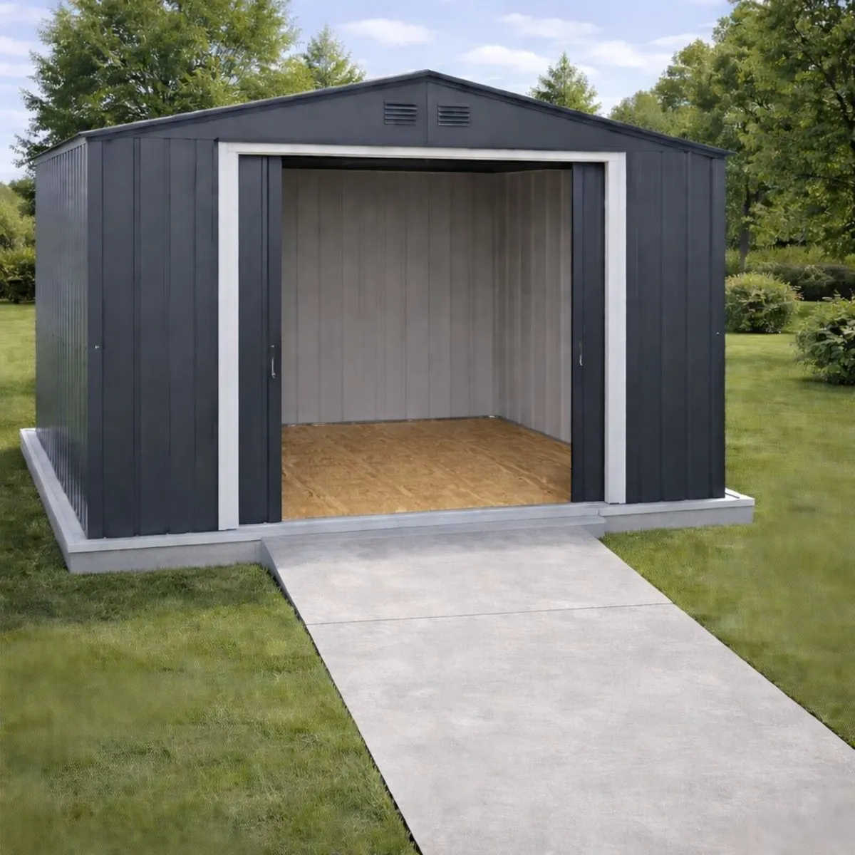 10×12 ECO Steel Garden Shed – Anthracite Grey - Image 3