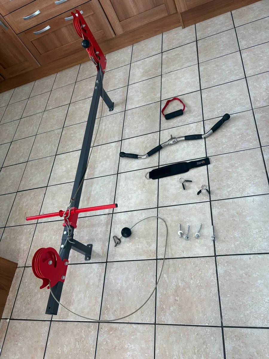 WALL MOUNTED GYM CABLE MACHINE AND ATTACHMENTS!! - Image 1