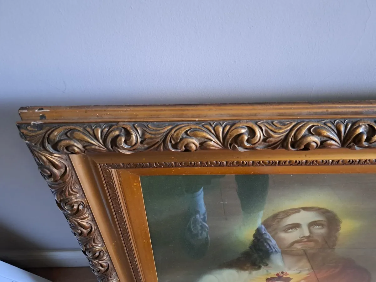 Antique Framed Sacred Heart - Image 2