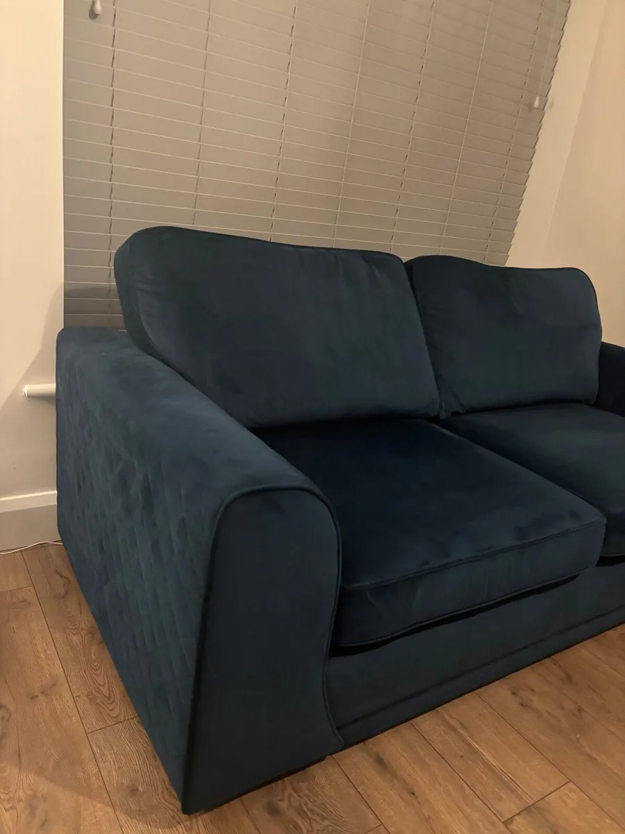 Blue Velvet Large 2 Seater Couch - Image 4