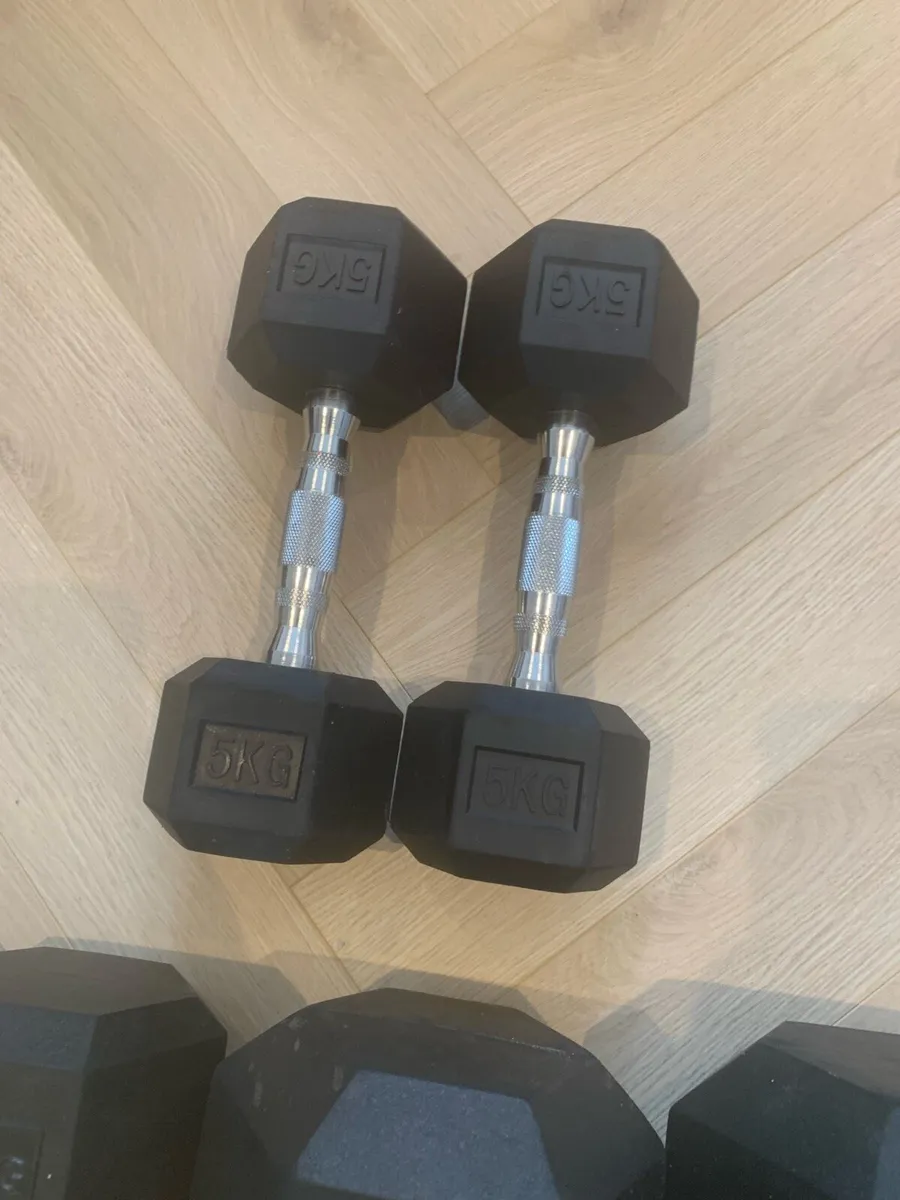 Dumbbells Rubber Hex set (5-25kg) - Image 4