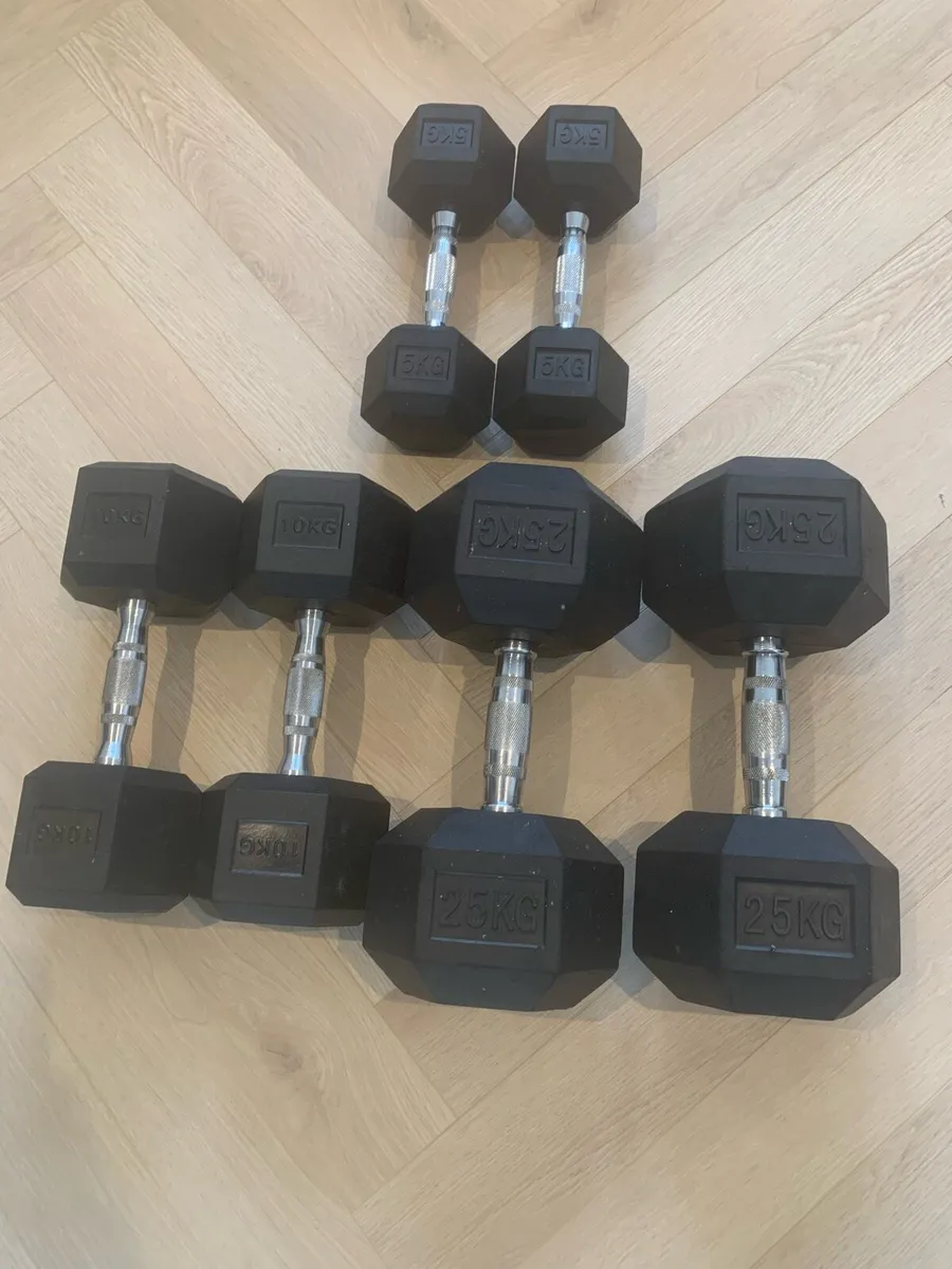 Dumbbells Rubber Hex set (5-25kg) - Image 1