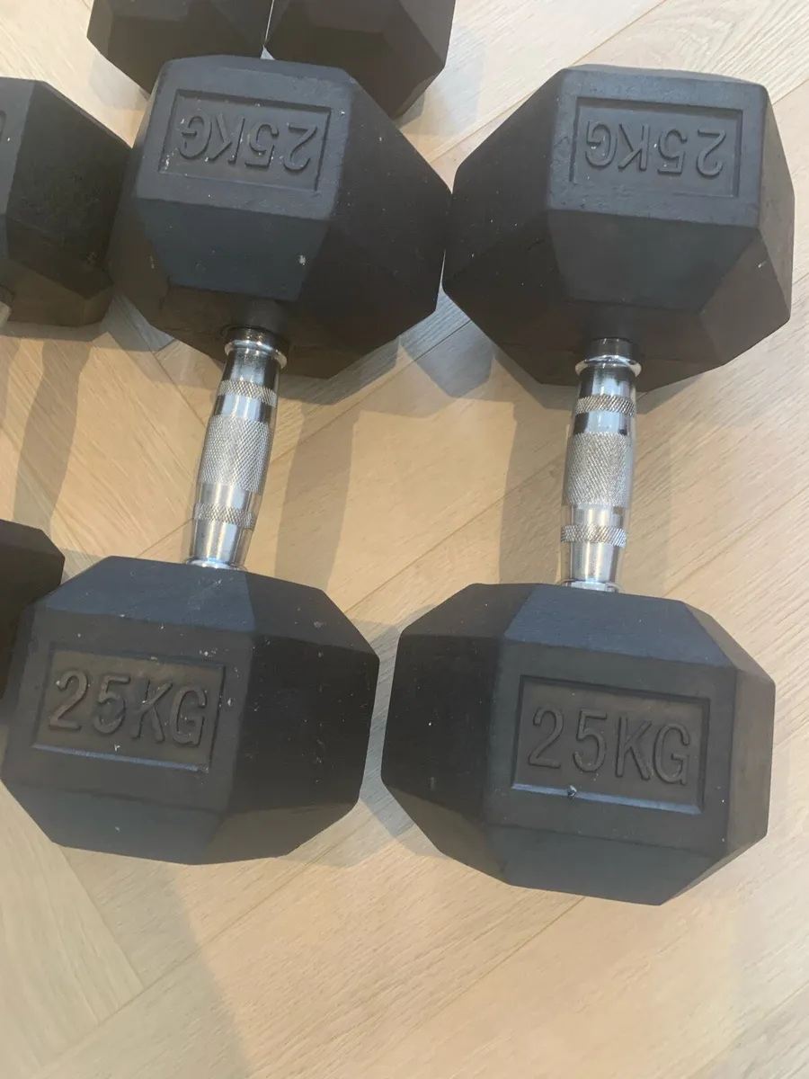 Dumbbells Rubber Hex set (5-25kg) - Image 2