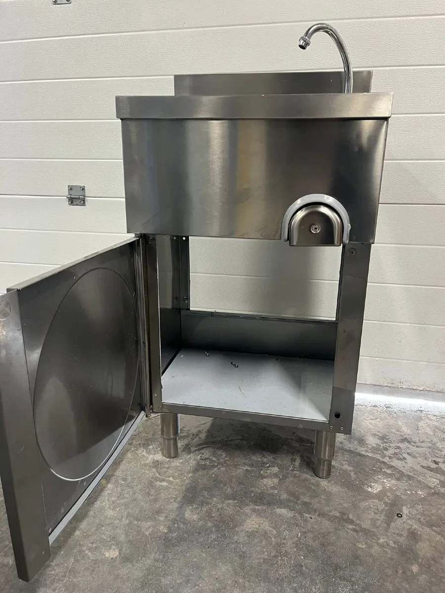 Floor Standing Leg Operated Stainless Hand Basin - Image 1