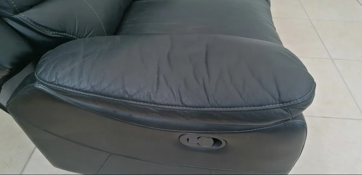 Black 3 seater sofa settee with dual recliners - Image 3