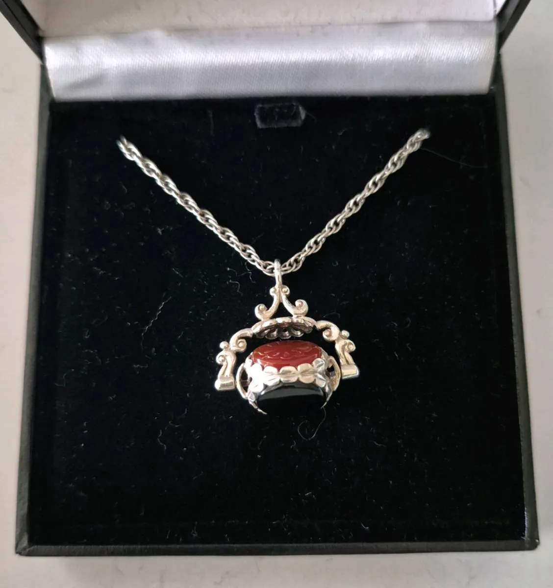 Vintage Silver "Spinner Fob" Necklace - Image 1