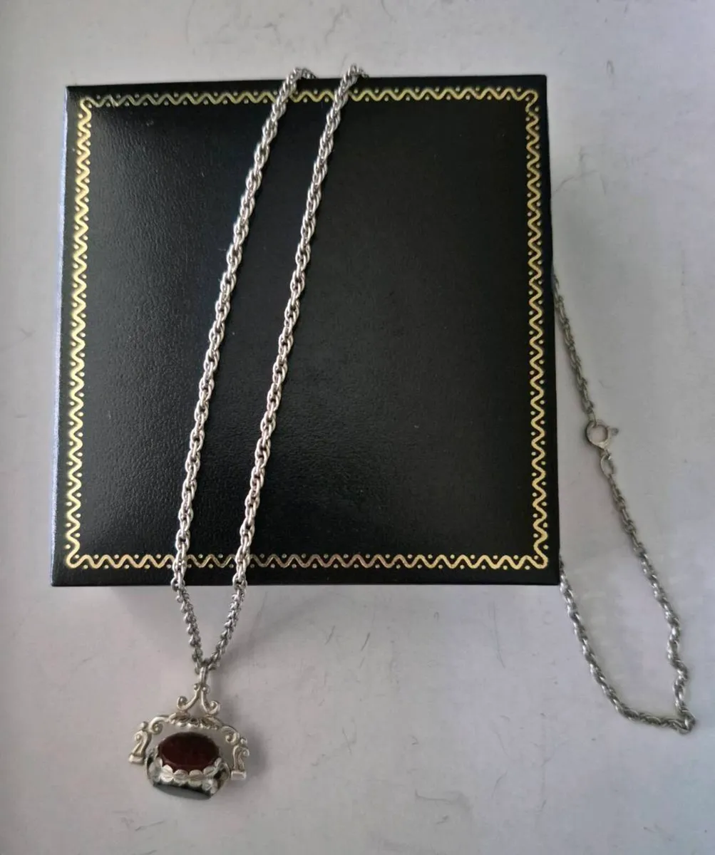 Vintage Silver "Spinner Fob" Necklace - Image 2