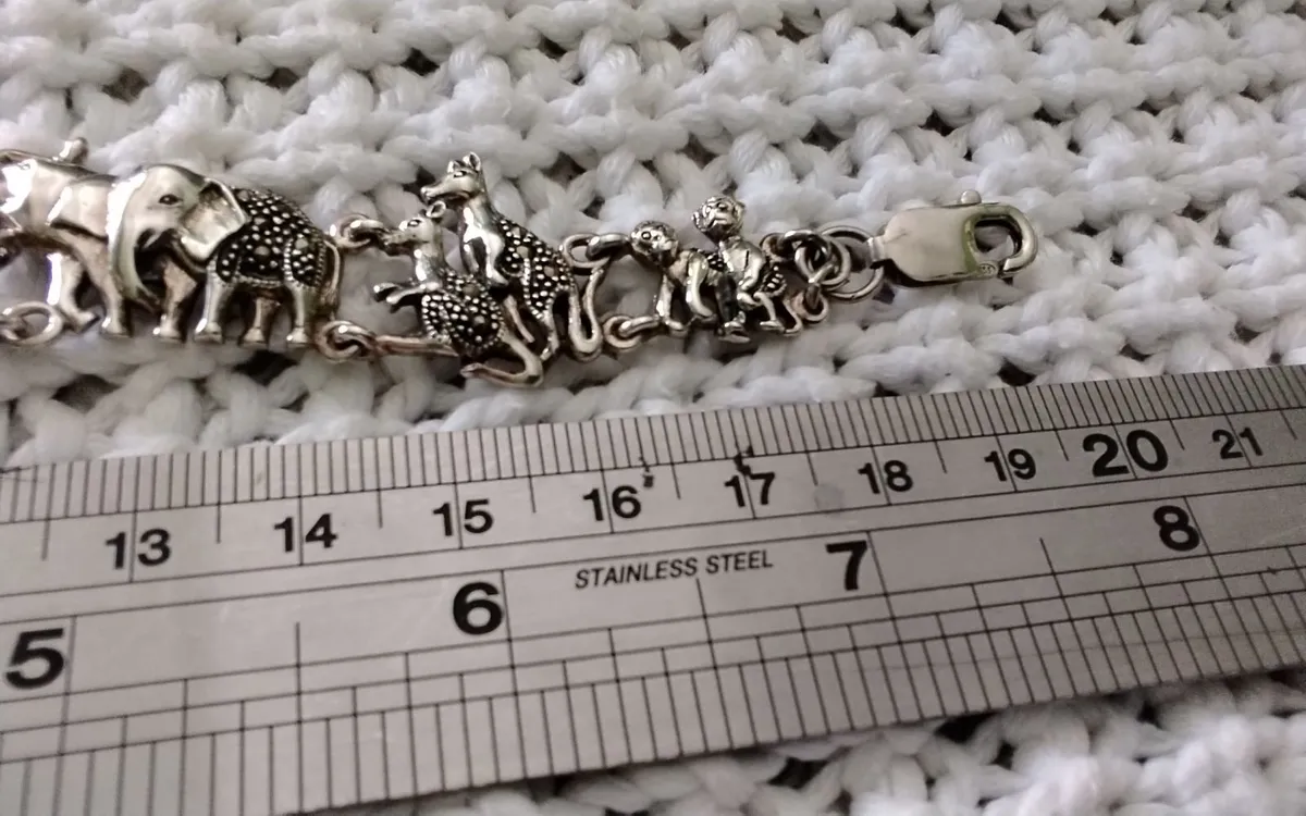 Vintage stg silver marcasite noah's ARC bracelet - Image 3