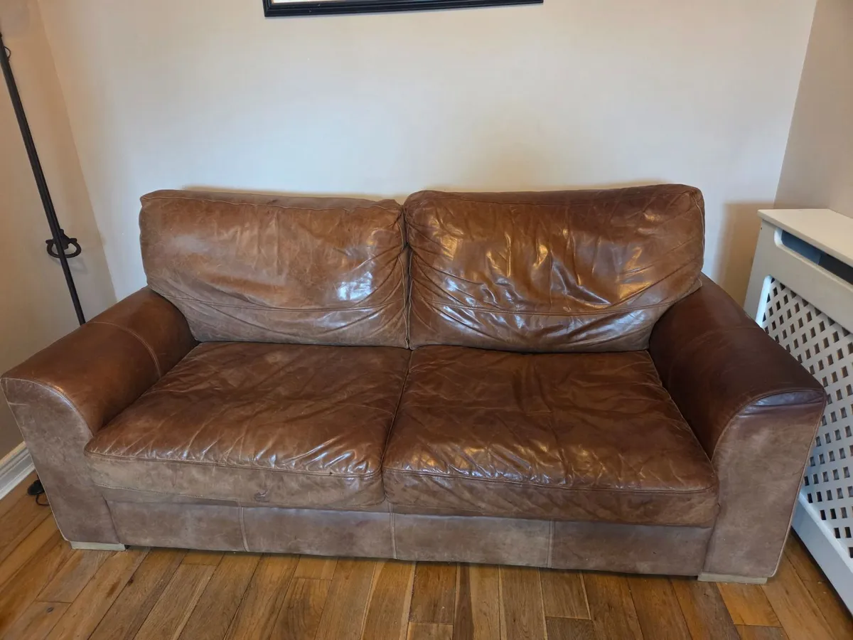 Tan leather Sofa - Image 1