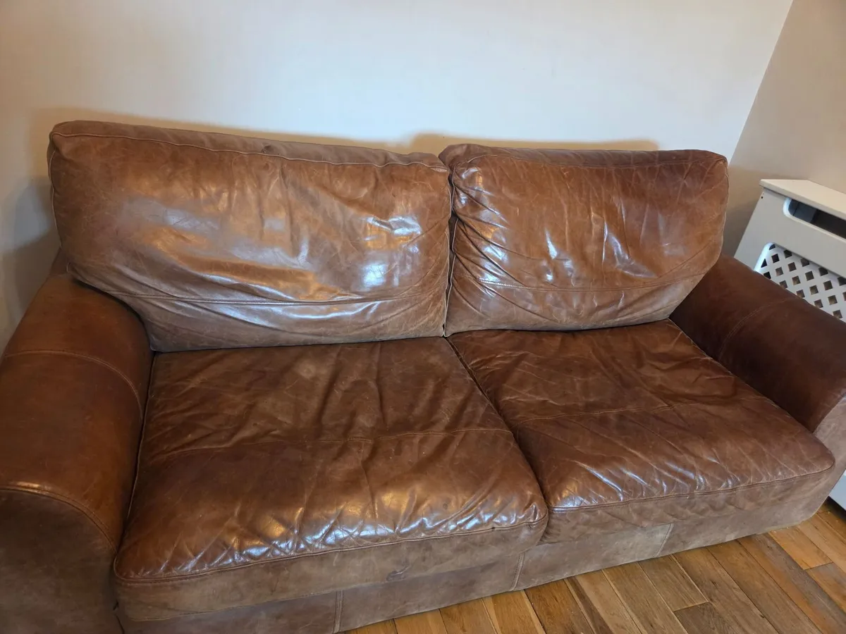 Tan leather Sofa - Image 3