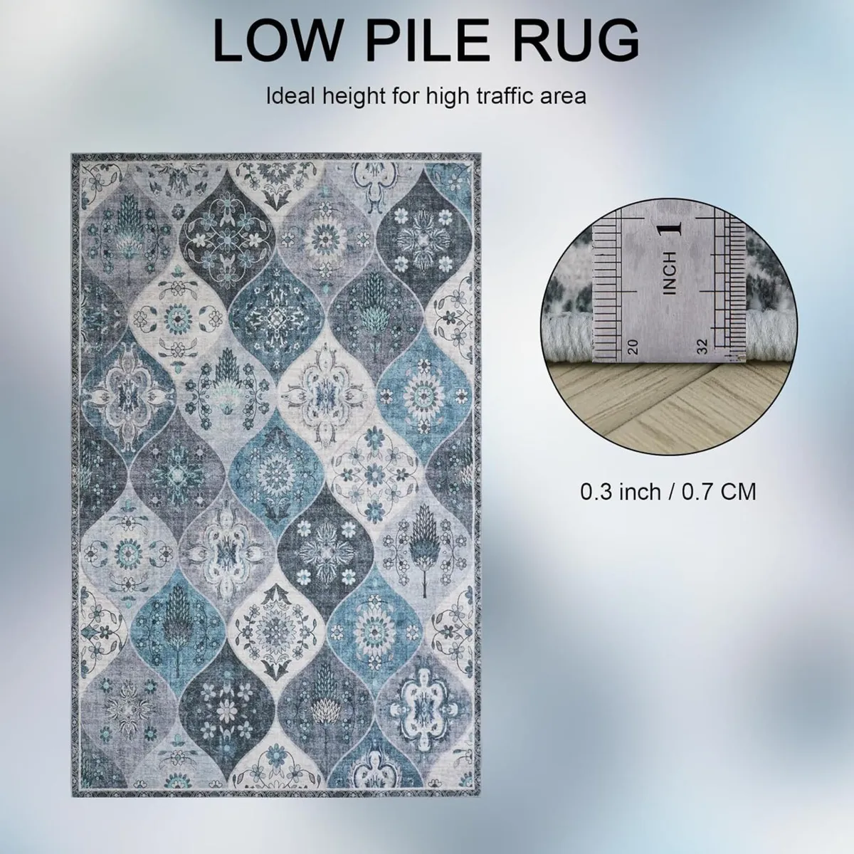 Moroccan Trellis Area Rug 200x300cm Washable - Image 2