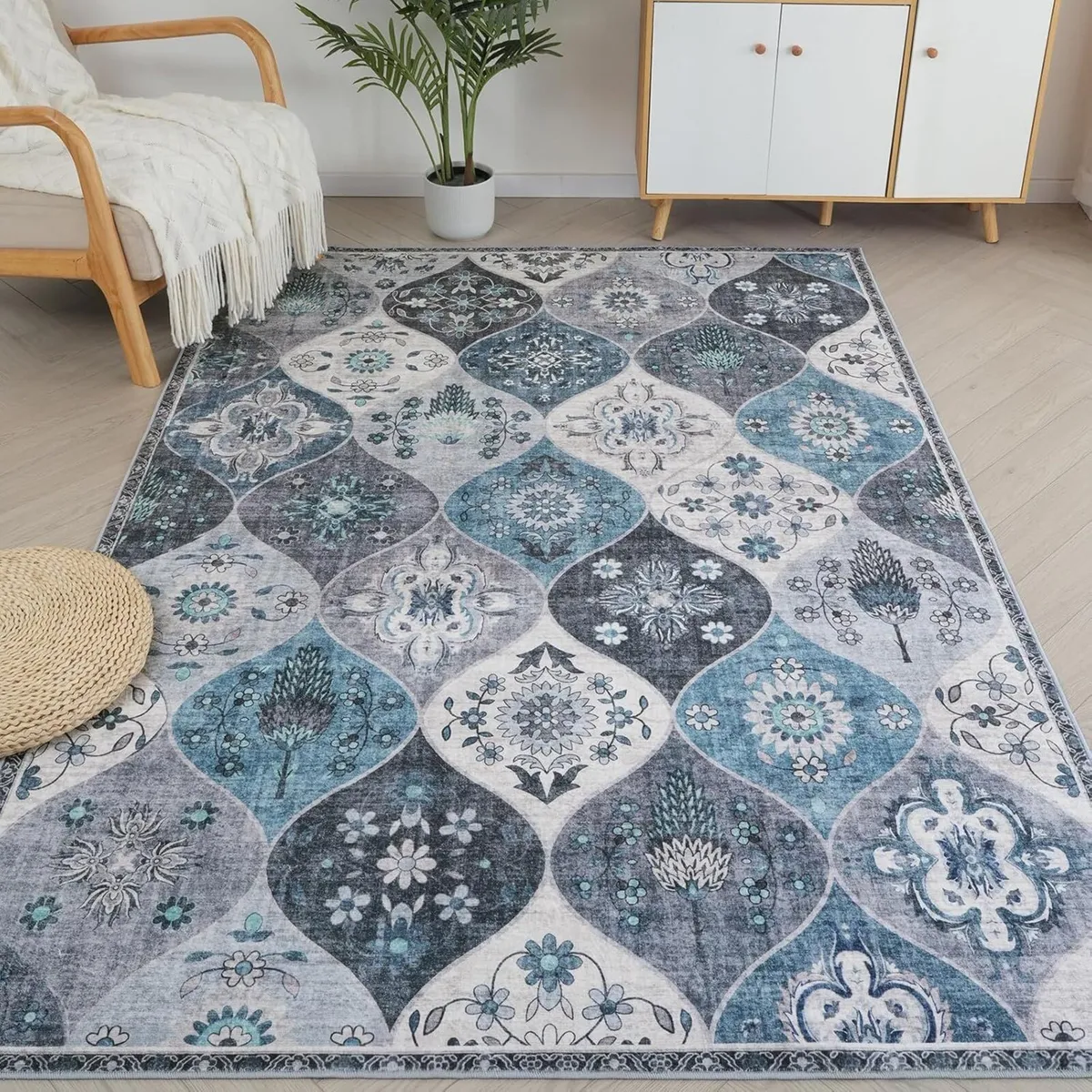 Moroccan Trellis Area Rug 200x300cm Washable - Image 1