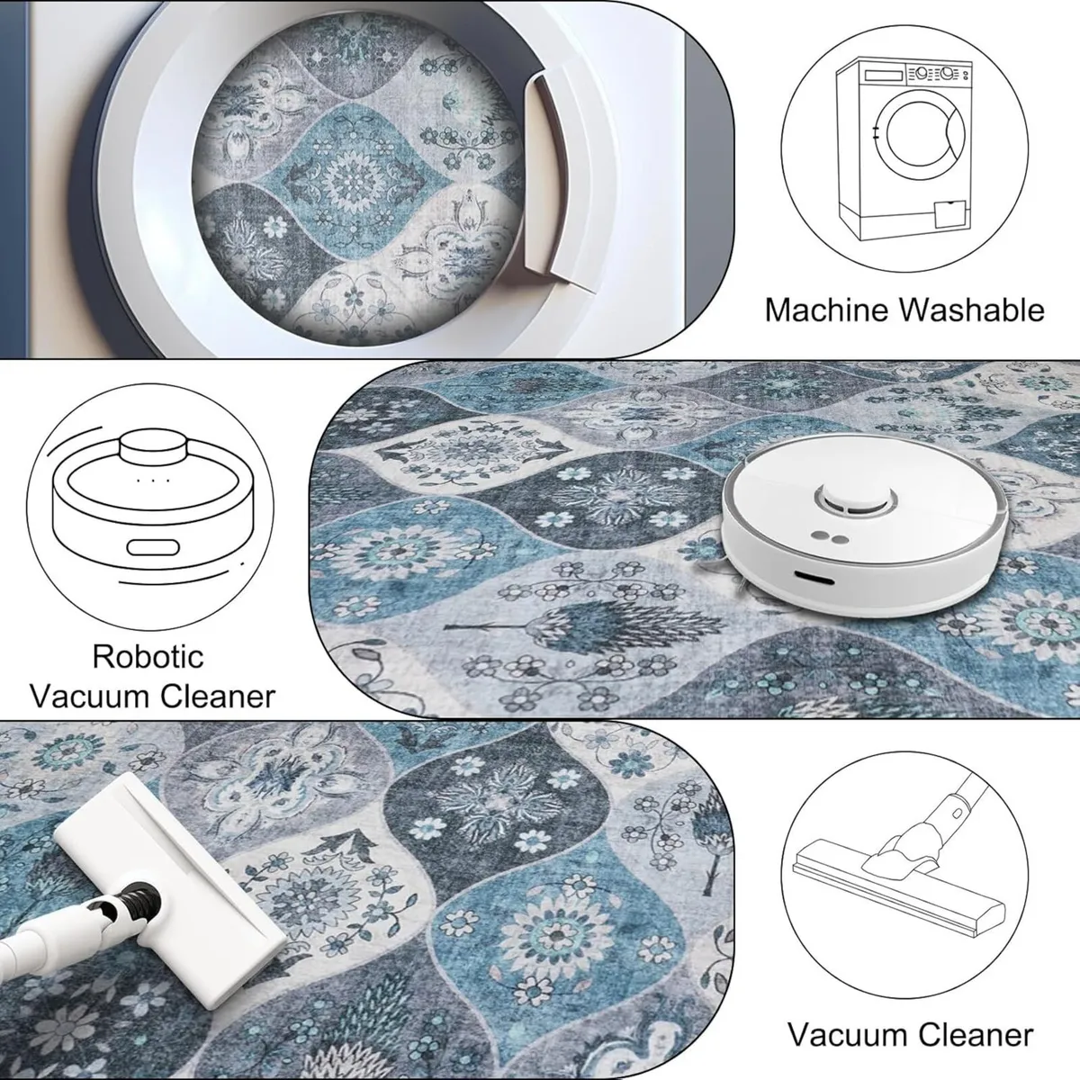 Moroccan Trellis Area Rug 200x300cm Washable - Image 4