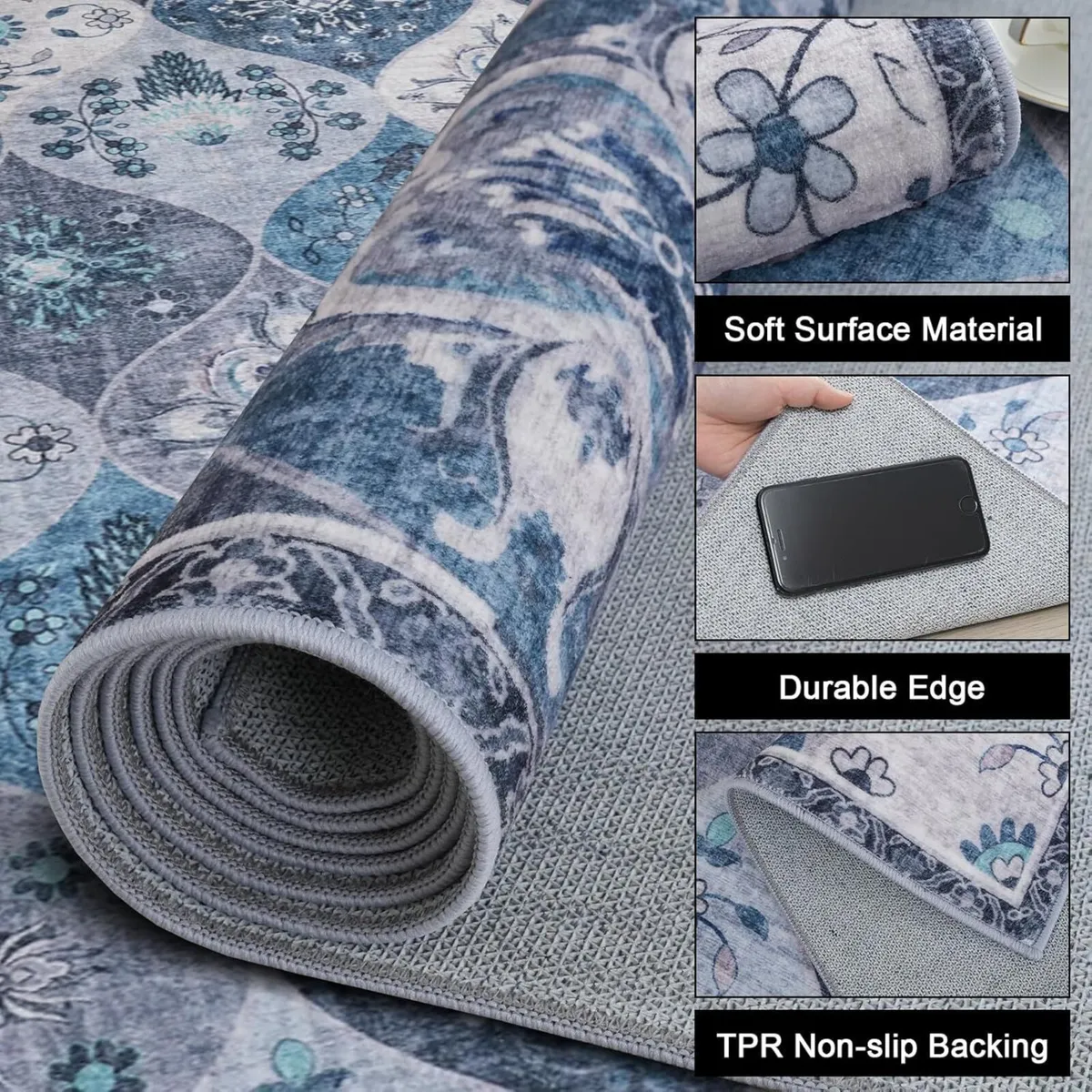 Moroccan Trellis Area Rug 200x300cm Washable - Image 3