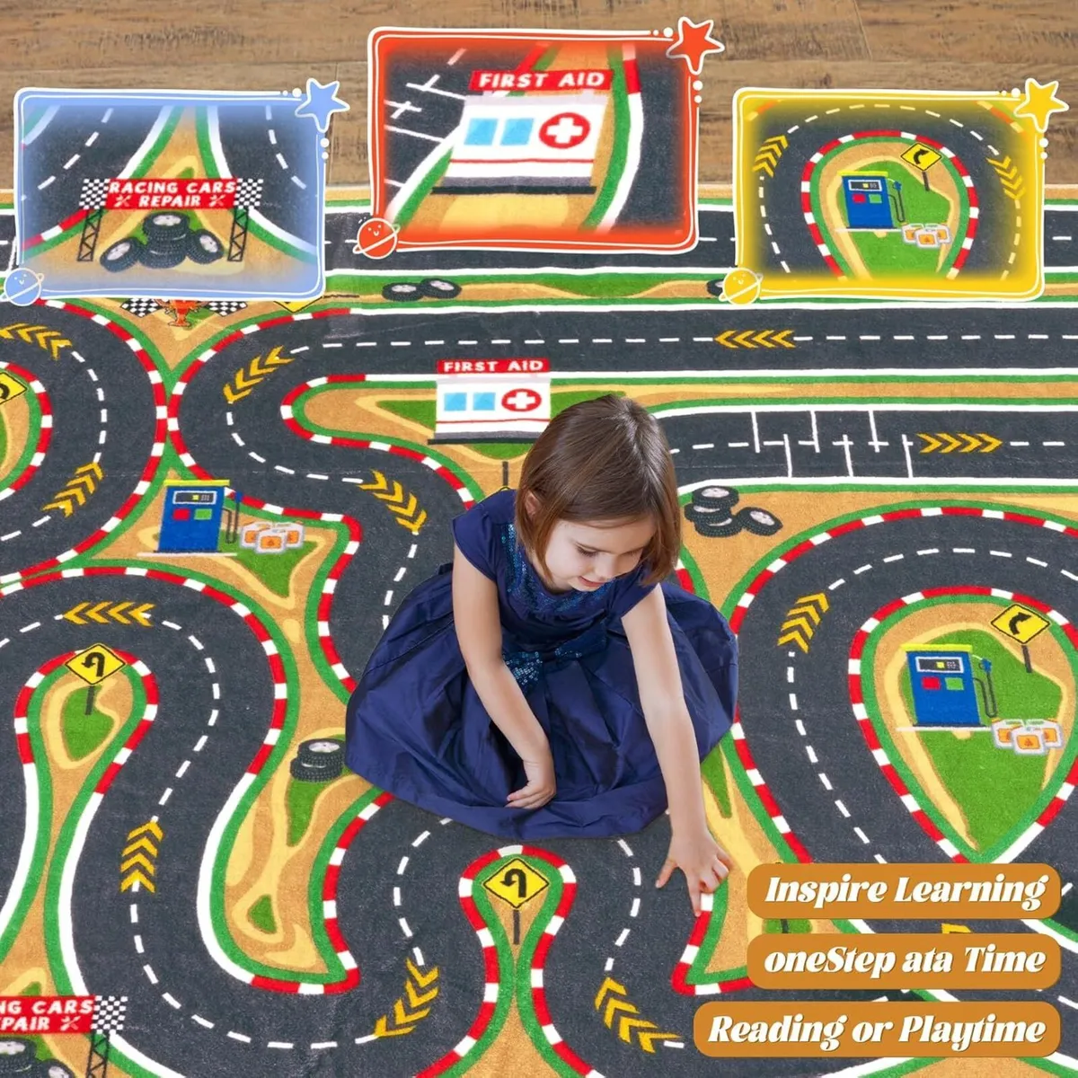 Car Racing Track Rug large Soft Non-Slip Machine - Image 4