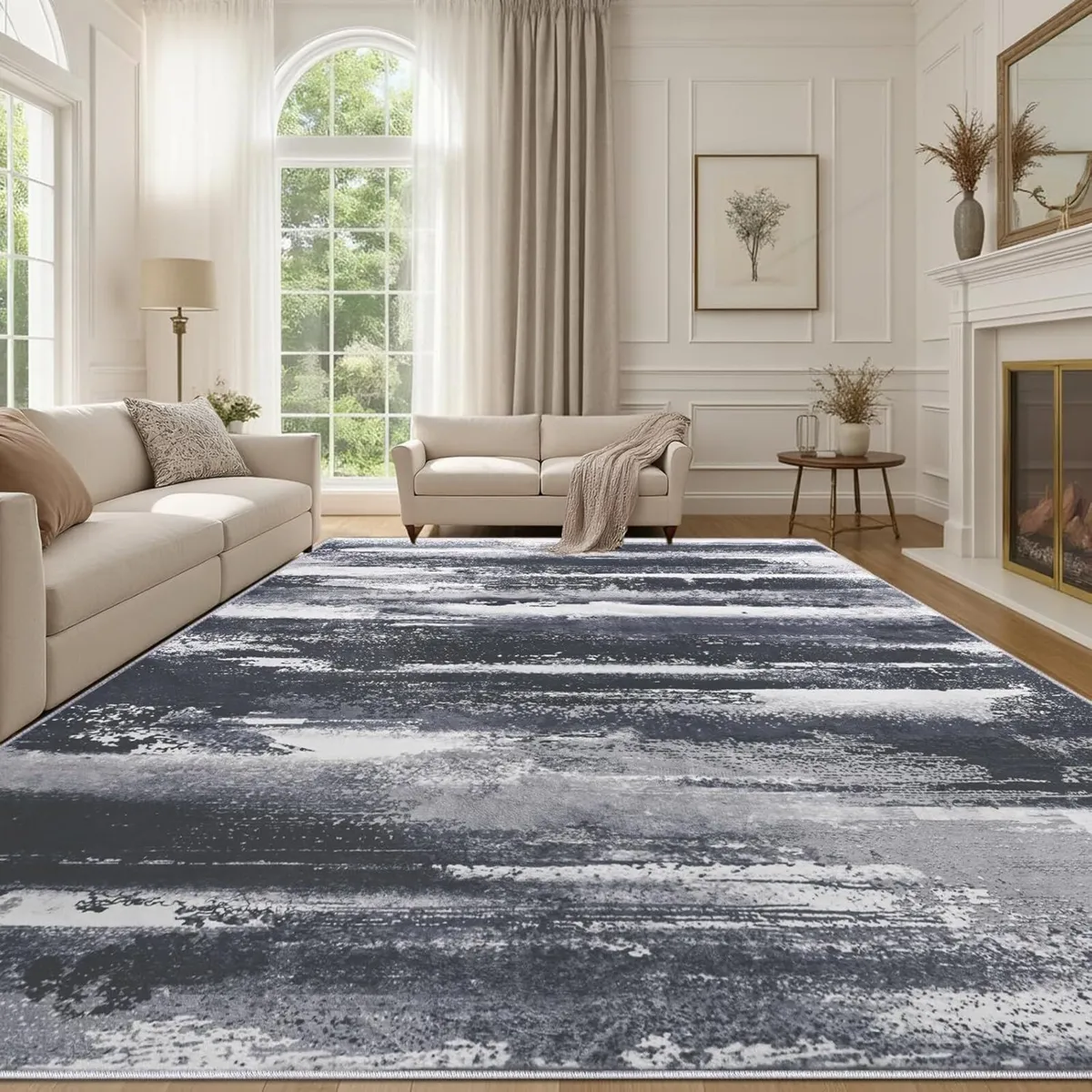 Living Room Rug 200 x 300 cm Abstract Coloured - Image 1