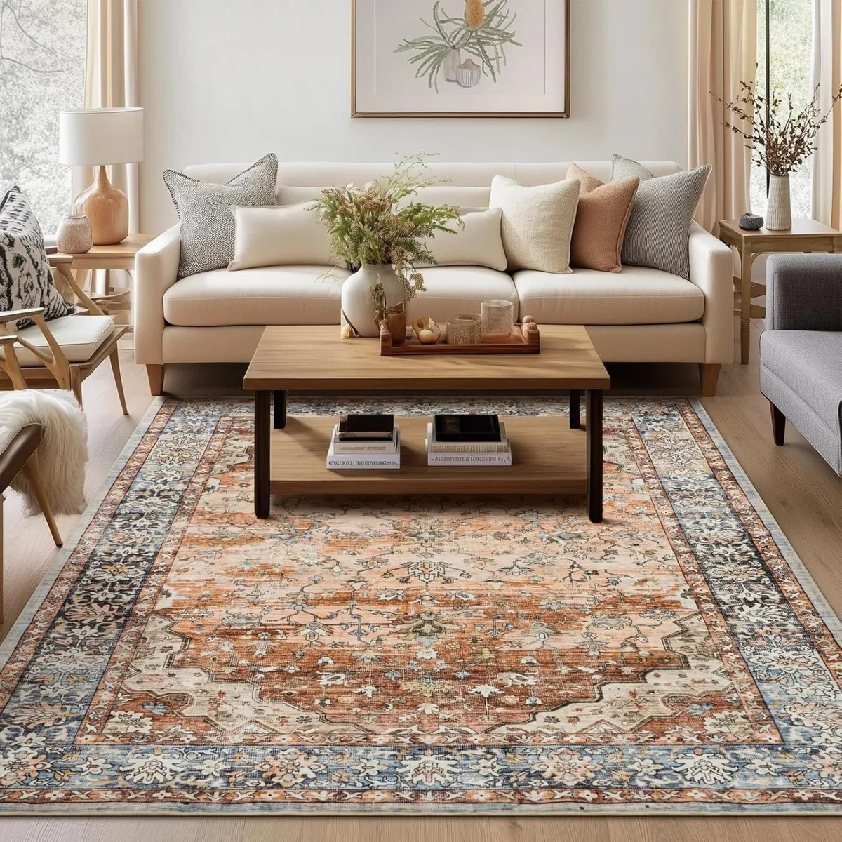 Washable Rugs for Living Room 160x230cm Boho - Image 1