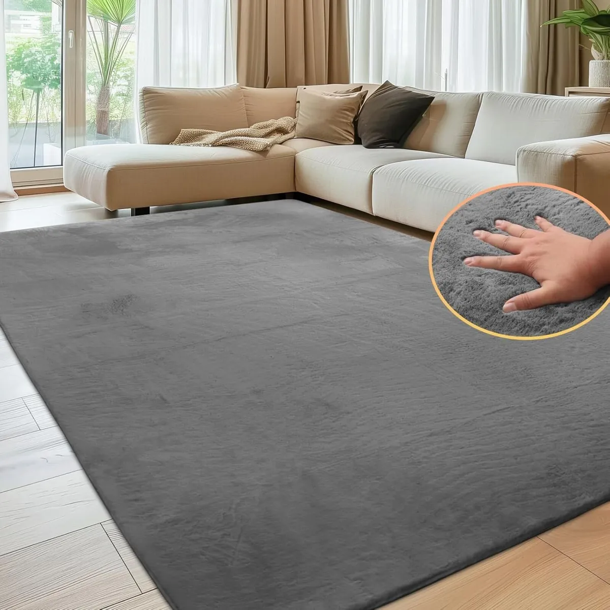 Modern Darkgray Area Rug 200x300cm Non-Slip High - Image 1
