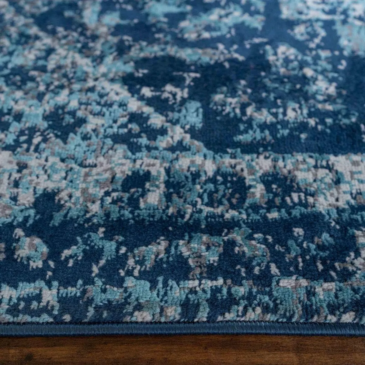 Large Navy Blue Traditional Style Living Room Rug - Image 3