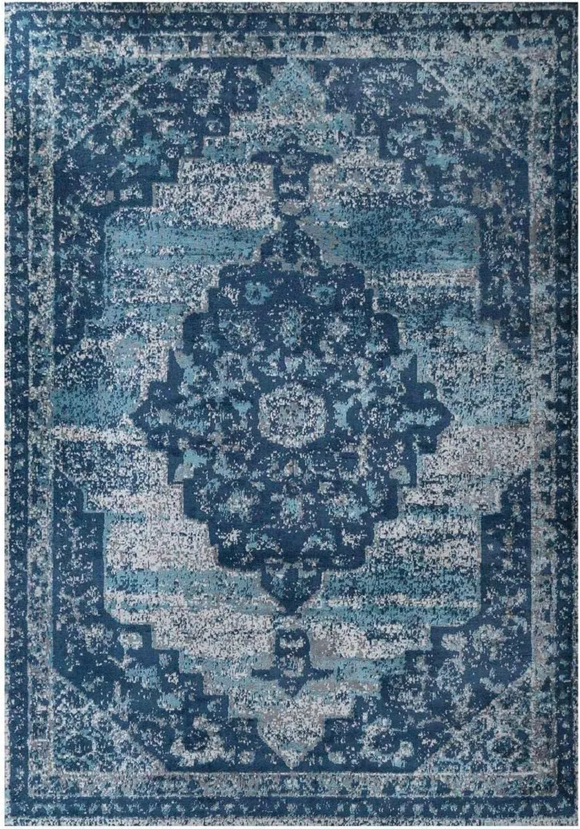 Large Navy Blue Traditional Style Living Room Rug - Image 2