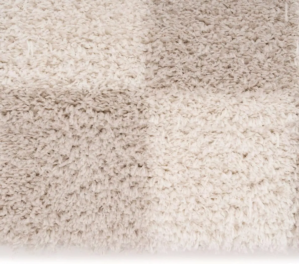 Modern Shaggy Rug Beige Cream Abstract Checker - Image 4