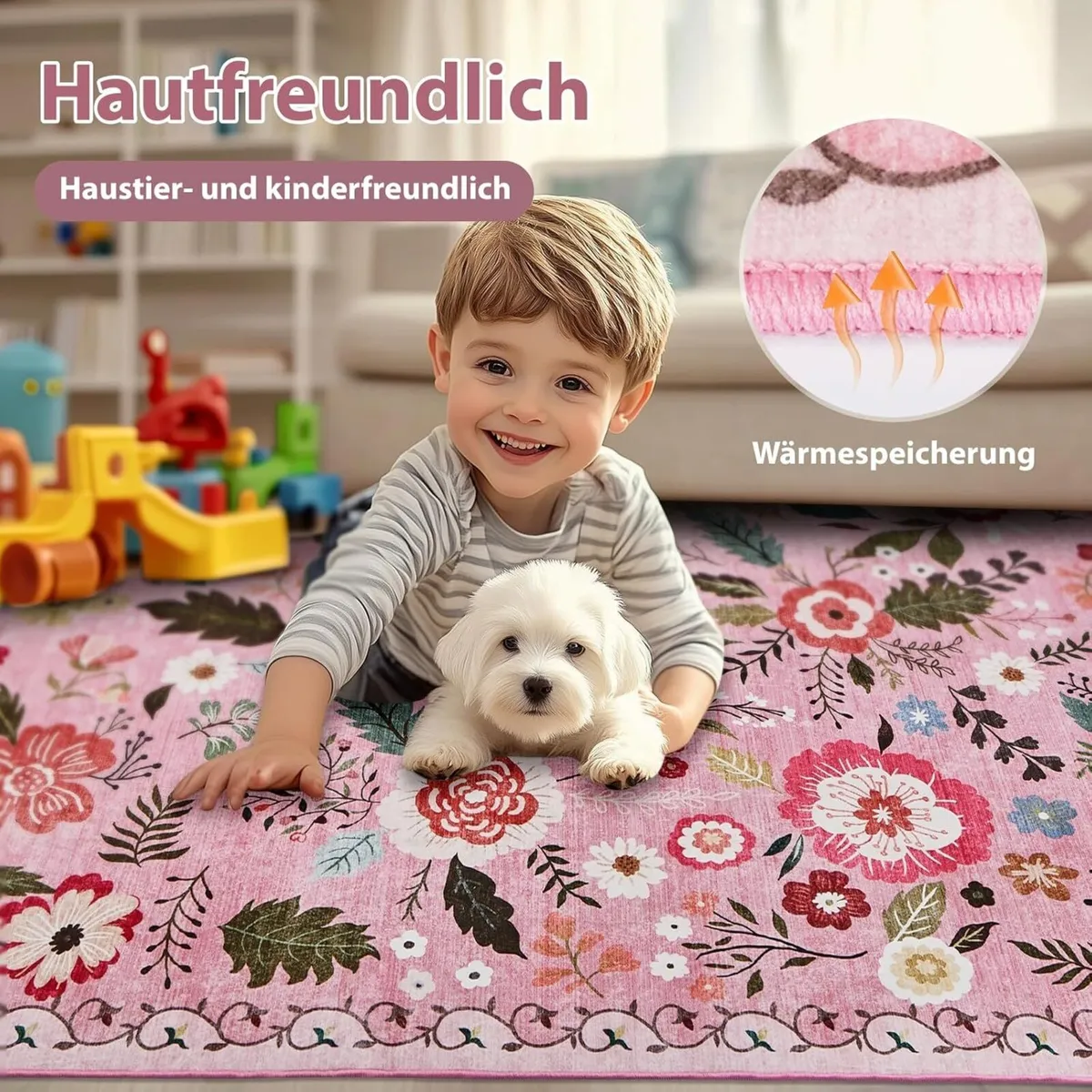 Large Rugs Living Room Low-Pile Boho Floral - Image 2