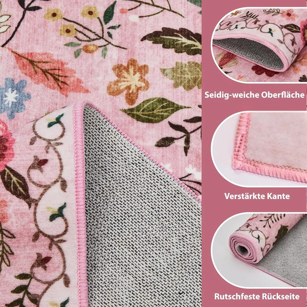 Large Rugs Living Room Low-Pile Boho Floral - Image 4