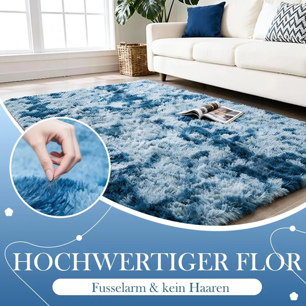 Modern Glam Navy Blue Batik Rug 200 x 300 cm High - Image 2