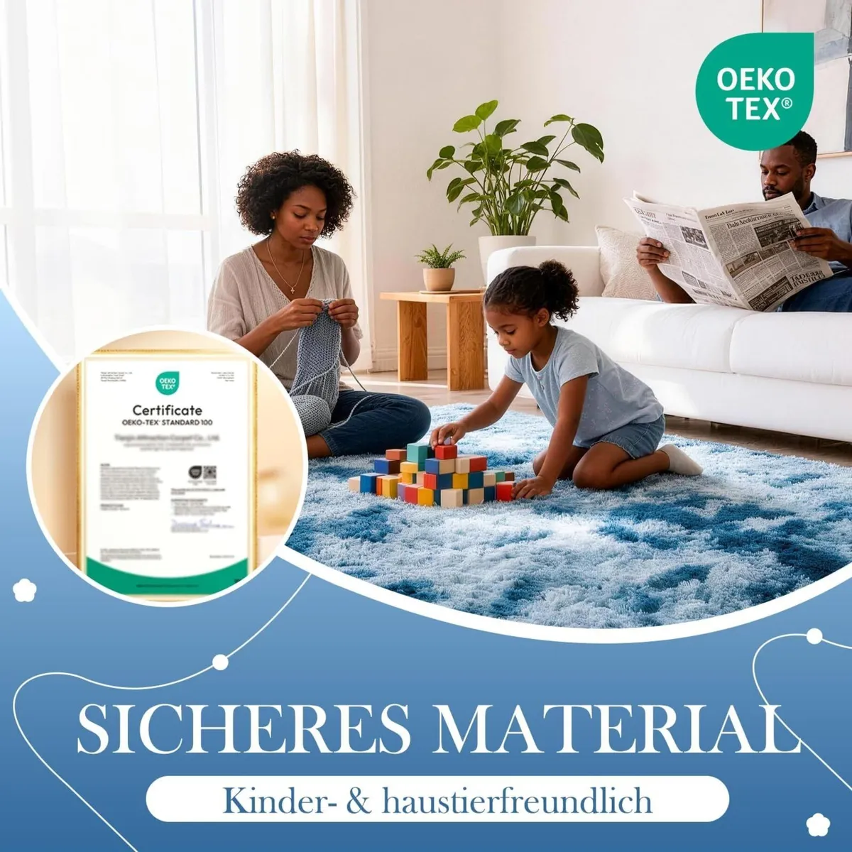 Modern Glam Navy Blue Batik Rug 200 x 300 cm High - Image 3