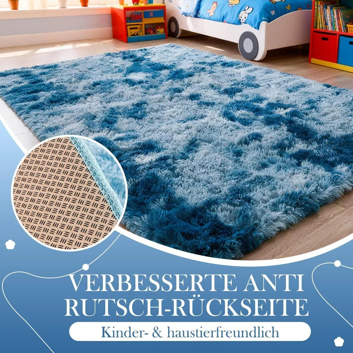 Modern Glam Navy Blue Batik Rug 200 x 300 cm High - Image 4