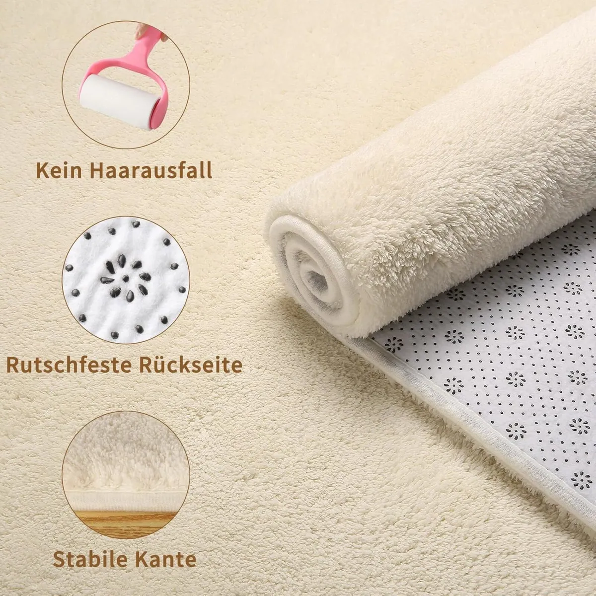 Living Room Rug Beige Washable 200x300cm Bedroom - Image 2